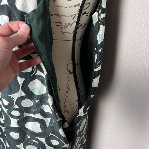 New York & Company Sz 6 100% Silk Mini Shift Cocktail Dress Formal Hunter Green - Picture 5 of 11